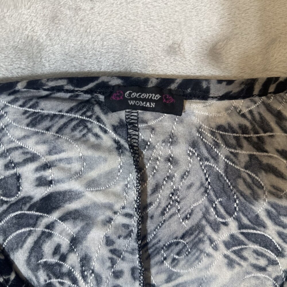 Women’s Cocomo Blouse Leopard Print Black Gray Plus 3X - Picture 8 of 13